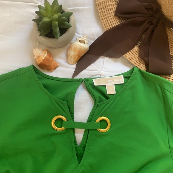 Michael Kors Green Top, tiered sleeves, Size S - Picture 2 of 11